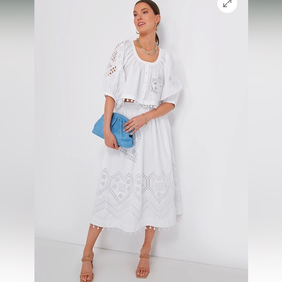 RHODEWhite Heart Eyelet Malaya Skirt